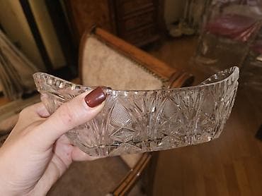 sunger: Kəsilmiş naxışlı şüşə/kristal meyvə və ya salat qabı - Material — 3