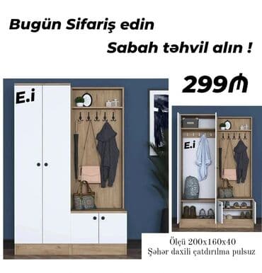 Dolablar: Yeni, Açılan, 2 qapılı Düz dolab, Dəhliz dolabı, Azərbaycan — 1