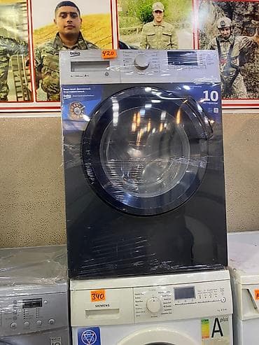 Beko önyükləməli paltaryuyan maşın - Qara gövdə, iri şüşə lyuk -