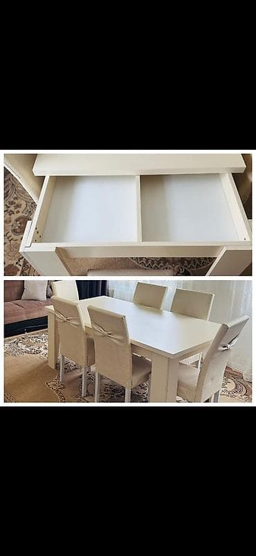 Mətbəx üçün, Açılmayan, Dördbucaq masa, 6 stul