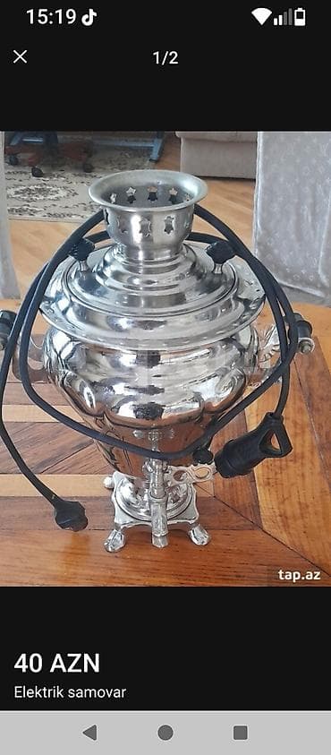 Elektrik samovar - Paslanmayan metal gövdə, klassik dizayn -