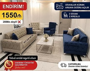- Qonaq otağı dəsti: 2 divan + 2 kreslo - Divanların mexanizmi: kürək lalafo.az -da - Qonaq otağı dəsti: 2 divan + 2 kreslo - Divanların mexanizmi: kürək
