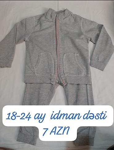 Uşaq idman dəsti - Ölçü: 18–24 ay - Rəng: Açıq boz - Komplekt