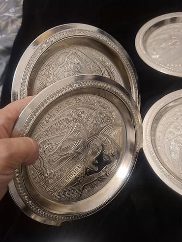 işlənmiş boşqablar: Boşqablar, rəng - Gümüşü, Metal — 2