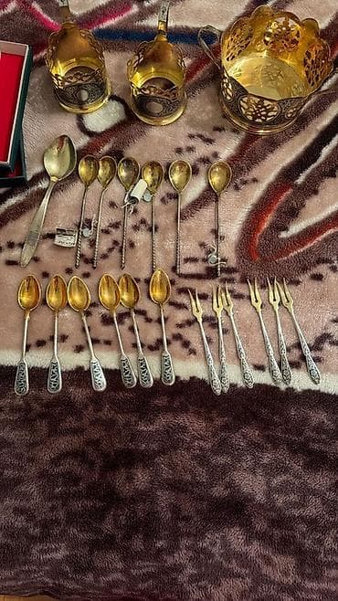 serviz: Çay dəsti, rəng - Gümüşü, Metal, SSRİ — 8