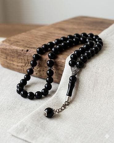 mirvari sepler: Qara oniks təsbeh - Material: təbii qara oniks daşlarından — 1