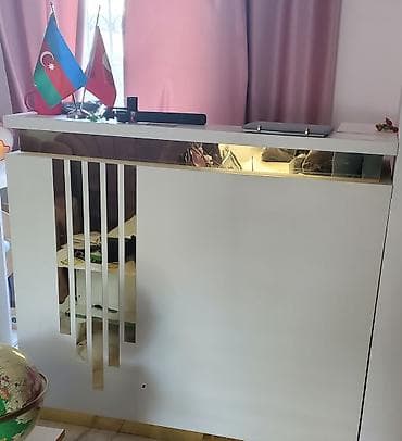 mdf akril: Resepsiyon masası – ağ rəngdə, müasir dizayn - Ön panel: Parlaq ağ — 6