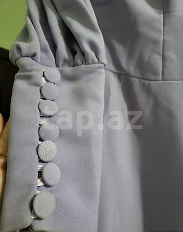 sade ziyafet geyimleri: Bənövşəyi rəngdə zərif qadın donu - Model: A-kəsim, midi uzunluq - — 5