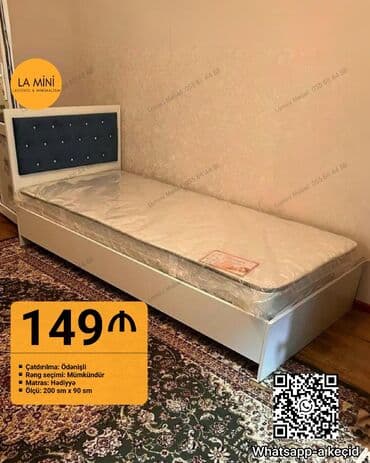 metbex mebelleri 2020 instagram: Новый, Односпальная кровать, Без подьемного механизма, С матрасом, Без выдвижных ящиков, Азербайджан — 1