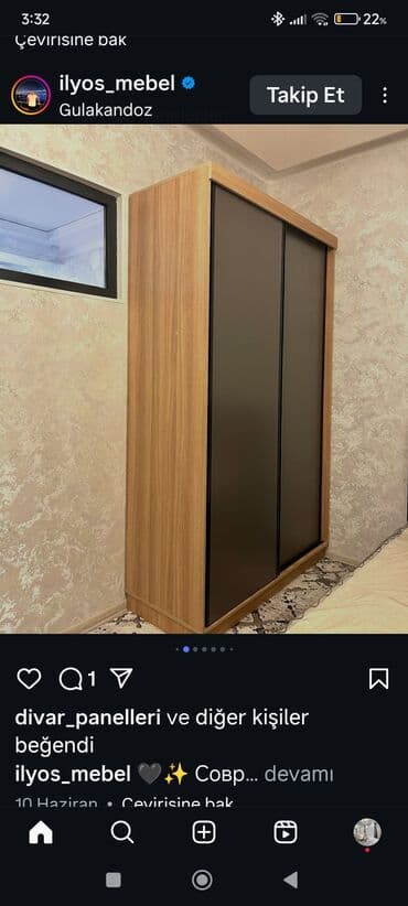 угловой шифоньер в спальню: Новый, Распашной, 2 двери Прямой шкаф, Гардеробный шкаф, Азербайджан — 18