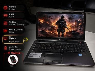 i7 prosessor: I7-8nüvə/RAM 12GB/ 17'3 Mat ekran/SSD+HDD-1.000GB 💻Əla variantı — 1