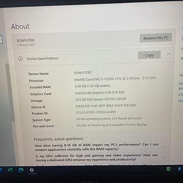 latitude: İşlənmiş Dell Latitude, 14 ", Intel Core i5, 256 GB, Ünvandan götürmə, Pulsuz çatdırılma, Ödənişli çatdırılma — 5