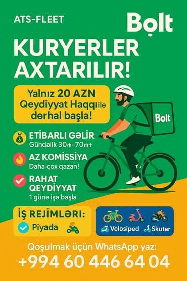 woltda işləmək: Moto-kuryer tələb olunur, Gündəlik ödəniş, Təcrübəsiz — 2