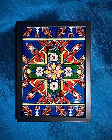 bag setkasi: Milli ornament motivləri ilə hazırlanmış dekorativ əl işi vitraj — 4