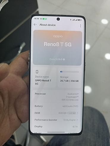 modio m63 tablet: Oppo Reno8 T 5G, 256 GB, rəng - Gümüşü, Barmaq izi — 2