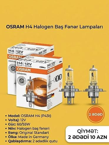Sehv alınıb OSRAM H4 halogen baş fənər lampaları - Model: OSRAM H4 lalafo.az -da Sehv alınıb OSRAM H4 halogen baş fənər lampaları - Model: OSRAM H4