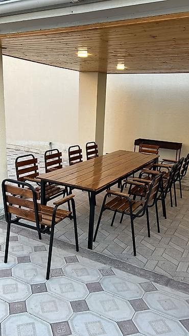 Yeni, Kvadrat masa, 4 stul, Açılmayan, Stullar ilə, Taxta, Azərbaycan