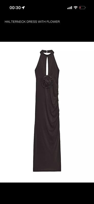 alman apteki online: ZARA etiketli xs s razmer orginal!!! Halterneck Dress with Flower – — 1