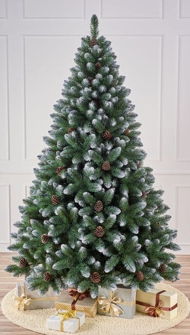 Горшки для растений: Qar effektli dekorativ süni şam ağacı - Realistik sıx budaqlar, yaşıl — 4