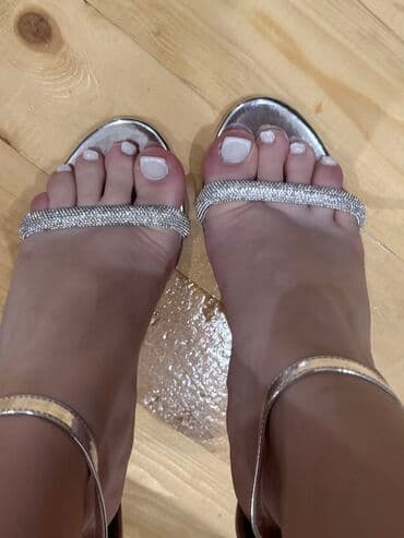 женские босоножки на танкетке: Ölçü: 38, rəng - Gümüşü, Yeni — 2