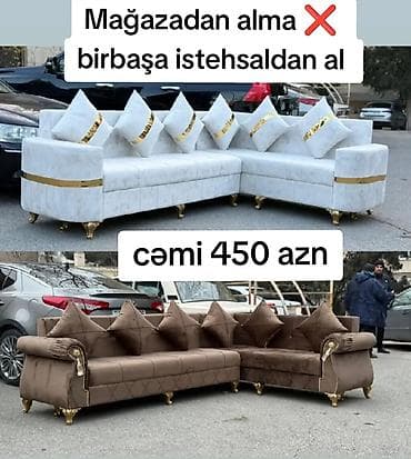 Мебель на заказ: Künc divan dəsti – birbaşa istehsaldan • Modellər: L‑şəkilli künc — 1