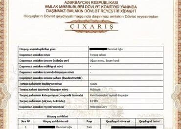 torpaq novxani: 24 sot, Kənd təsərrüfatı, Mülkiyyətçi, Kupça (Çıxarış) — 4