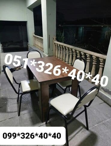 Masa və oturacaq dəstləri: Qonaq otağı üçün, Yeni, Açılan, Dördbucaq masa, 4 stul — 11