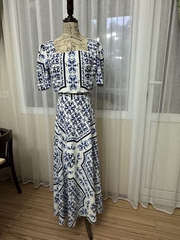 hicabli xanimlar ucun ziyafet geyimleri: Zərif ziyafət geyimləri dəsti - Model 1: Uzun, bənövşəyi-mavi — 4