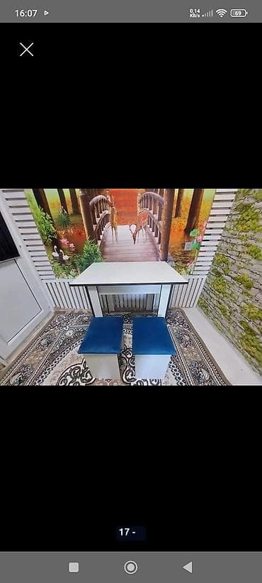 pismenni stol: Mətbəx üçün, Yeni, Açılmayan, Dördbucaq masa, 4 stul — 9