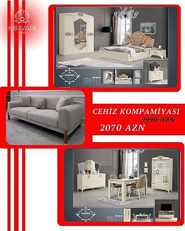 vitrin mebelleri: Mebel dəsti – “Mirvari” kolleksiyası Cehiz komplektləri müxtəlif — 5