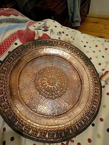 Mis boşqab/tray – əl işidir - Material: tam mis - Forma: dairəvi