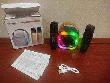 bluetooth mikrofon karaoke: Rəngli Karaoke Səs Sistemi – Model: K12 2 ədəd mikrofon 1 əd kalonka — 1