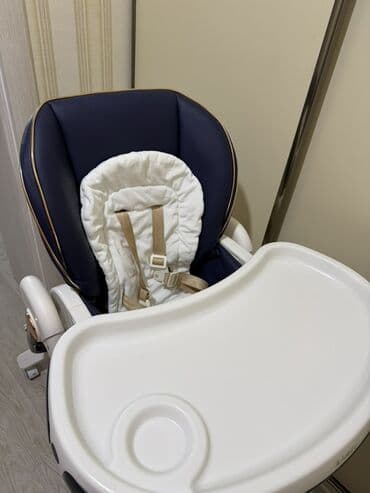 Yemək masaları, oturacaqları: Uşaq yemək kreslosu - Rəng: tünd göy/kremin kombinasiyası, qızılı — 2