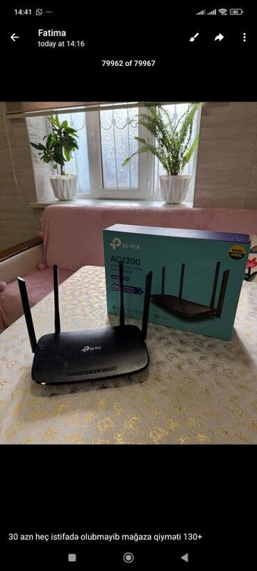 Tp link AC1200 archer vr300 model modem router satilir. cox yaxsi