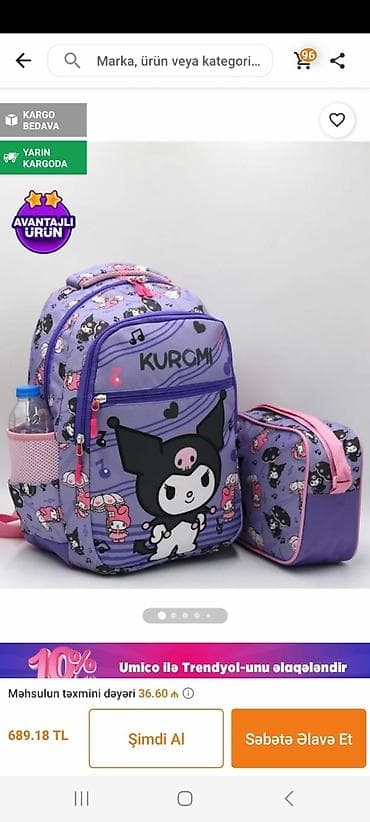 uşaq çantalar: Kuromi mövzulu Ortopetik məktəb çantası seti - Rəng — 1