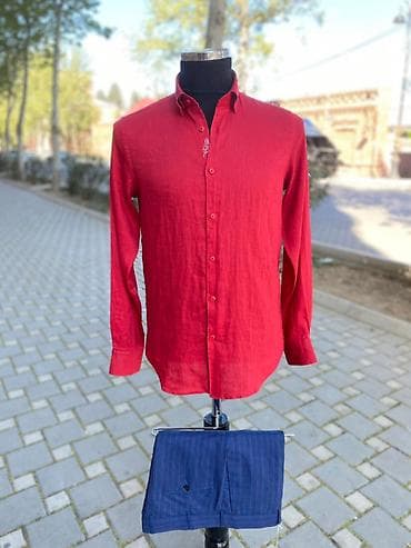 Kişi üçün uzunqol kətan köynəklər - Material: 100% kətan (nəfəsalan
