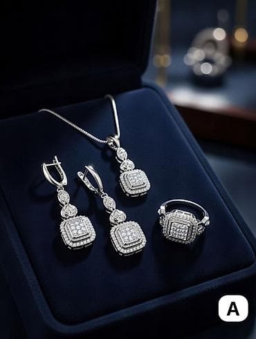 Zərif zinyət dəsti – kolye, sırğalar və üzük - Dizayn lalafo.az -da Zərif zinyət dəsti – kolye, sırğalar və üzük - Dizayn