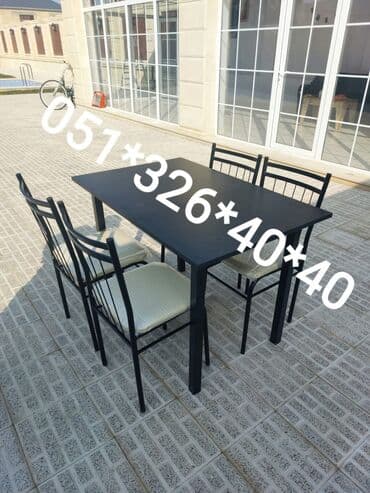 Masa və oturacaq dəstləri: Qonaq otağı üçün, Yeni, Açılan, Dördbucaq masa, 4 stul — 5