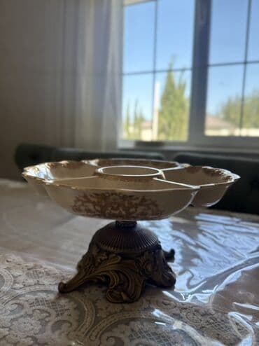 çərəz qablari: Tort və şiriniyyat qabı, rəng - Qızılı, Keramika — 2