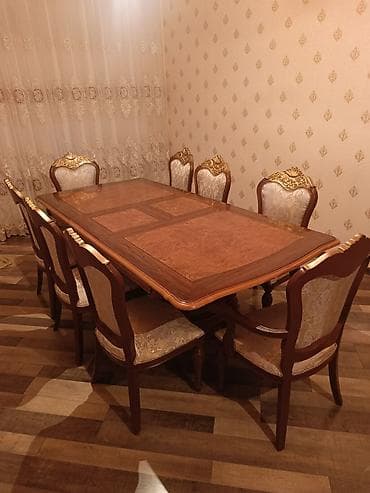 Qonaq otağı üçün, Yeni, Açılan, Dördbucaq masa, 8 stul