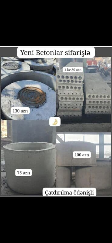 restoran avadanlığı: Yeni Betonlar. Beton panel 1 kv 30 azn ********** Qapaq cugunla — 1