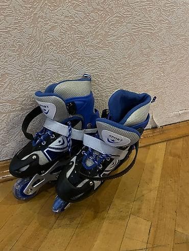 Uşaq üçün tənzimlənən inline konki (roller). - Rəng: mavi/qara/ağ