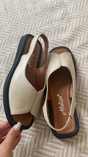 Женская обувь: Təmiz dəri Bej rəngli “Melissa” qadın sandaleti - Model: açıq — 1