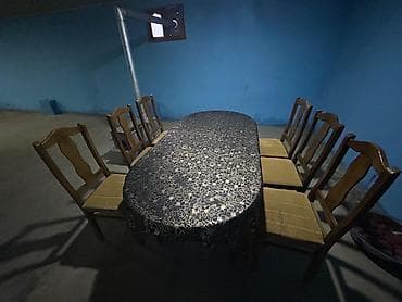 ucuz qaz peci: Qonaq otağı üçün, Açılmayan, Oval masa, 8 stul — 1