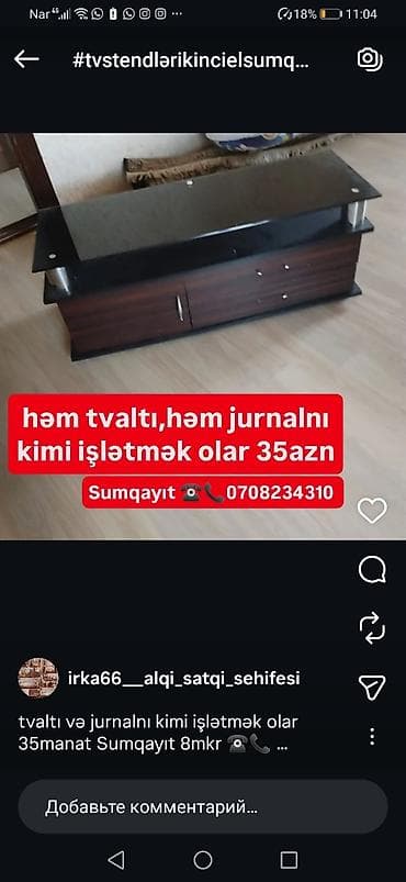 televizor alti alcıpan: Düz TV altlığı, Polkalı, Şüşəli — 1