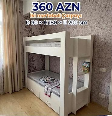 İki mərtəbəli çarpayı – 360 AZN Ölçülər: - Dərinlik: 90 sm -