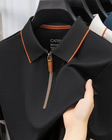 зеленые мужские спортивные костюмы: Мужское поло, XL, цвет - Синий — 7