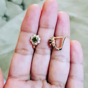 золотые комплекты с бриллиантами в баку: Серьги, Желтое золото, 585 проба, 206 г — 3