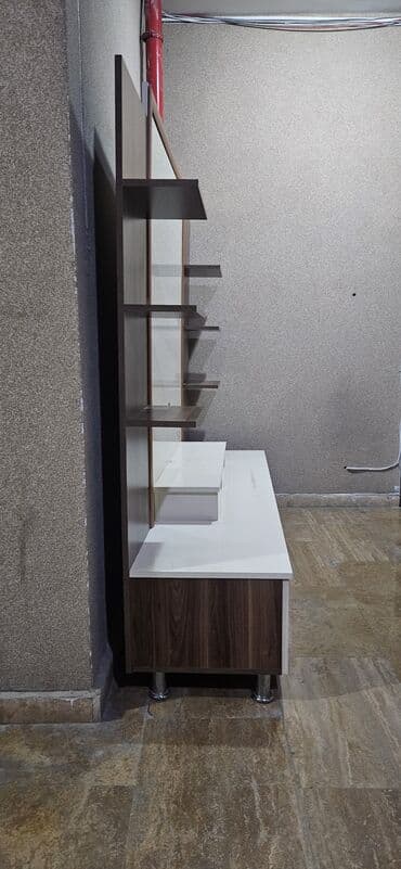 круглый стол трансформер: Б/у, Прямой ТВ стенд, С полками — 3