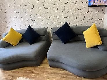 Mebel: müasir dizaynlı yumşaq künc divan - Forma: dalğavari/oval — 2